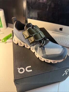 On Running Women's Grey and Olive Trail Sneakers